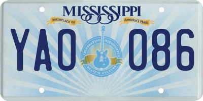 MS license plate YAO086