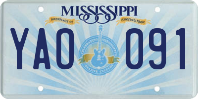 MS license plate YAO091