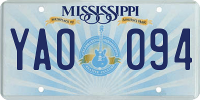 MS license plate YAO094