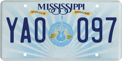 MS license plate YAO097