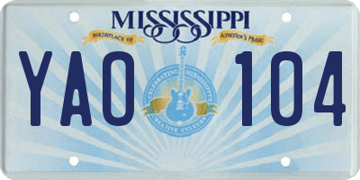 MS license plate YAO104