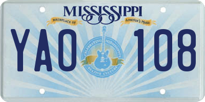 MS license plate YAO108