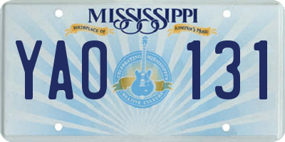 MS license plate YAO131