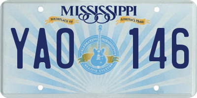 MS license plate YAO146