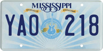 MS license plate YAO218