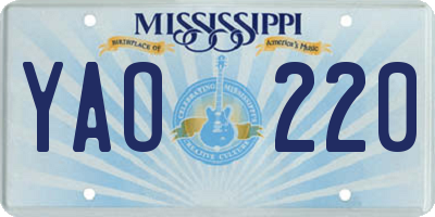 MS license plate YAO220