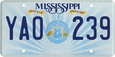 MS license plate YAO239
