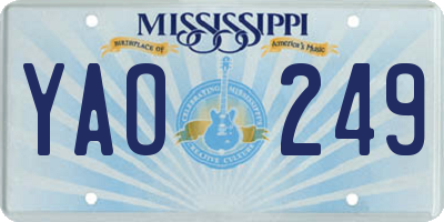 MS license plate YAO249