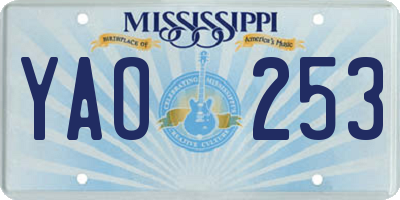 MS license plate YAO253