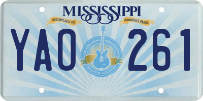 MS license plate YAO261
