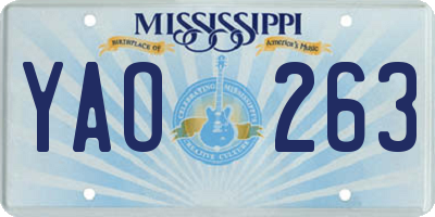 MS license plate YAO263