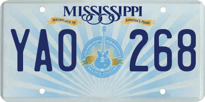 MS license plate YAO268