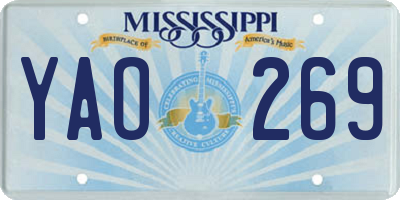 MS license plate YAO269