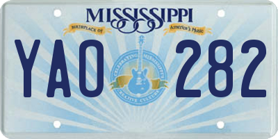MS license plate YAO282