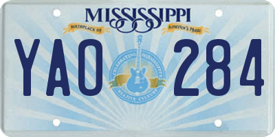 MS license plate YAO284