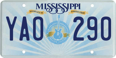 MS license plate YAO290