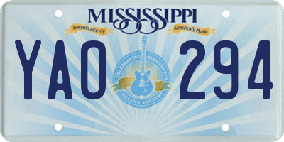 MS license plate YAO294