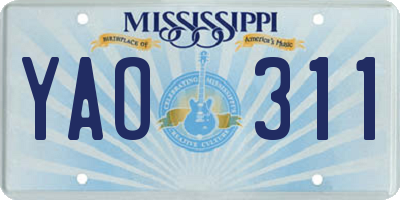 MS license plate YAO311