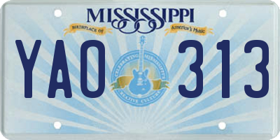 MS license plate YAO313