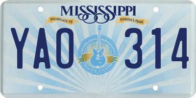 MS license plate YAO314