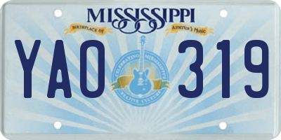 MS license plate YAO319