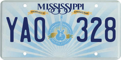 MS license plate YAO328