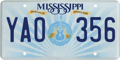 MS license plate YAO356