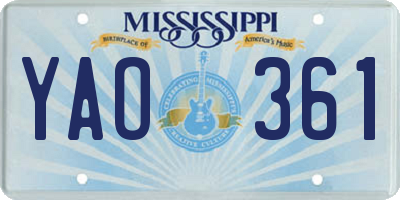 MS license plate YAO361