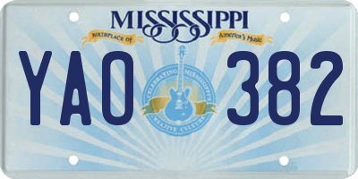 MS license plate YAO382