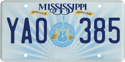 MS license plate YAO385
