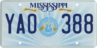 MS license plate YAO388