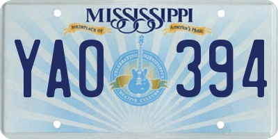 MS license plate YAO394