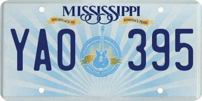 MS license plate YAO395