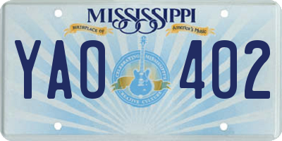 MS license plate YAO402