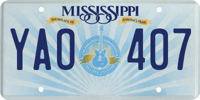 MS license plate YAO407