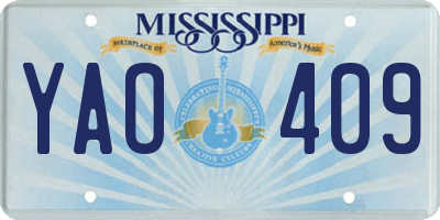 MS license plate YAO409