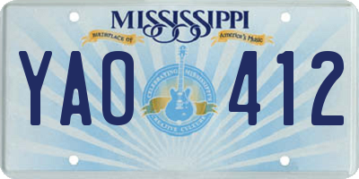 MS license plate YAO412