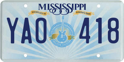 MS license plate YAO418
