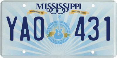 MS license plate YAO431