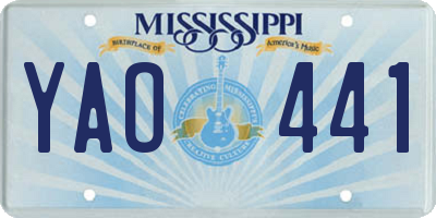 MS license plate YAO441