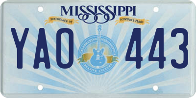 MS license plate YAO443