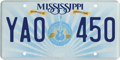 MS license plate YAO450