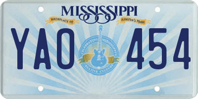 MS license plate YAO454