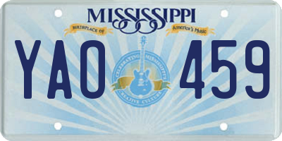 MS license plate YAO459