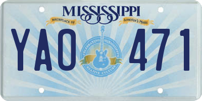 MS license plate YAO471