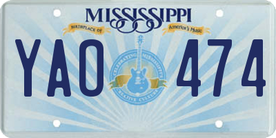 MS license plate YAO474