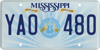 MS license plate YAO480