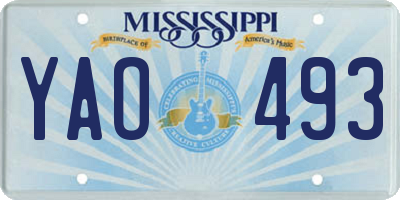 MS license plate YAO493