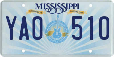 MS license plate YAO510