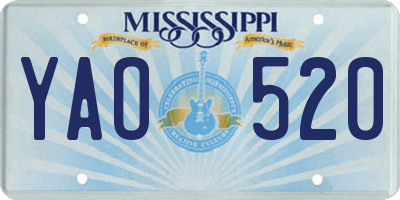MS license plate YAO520